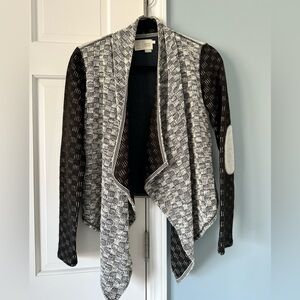 Black and White Open Front Sweater